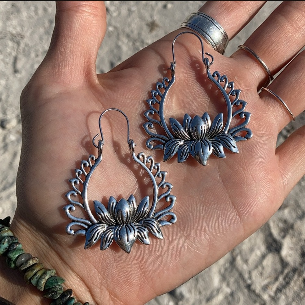 Summer Lotus Hoop Earrings